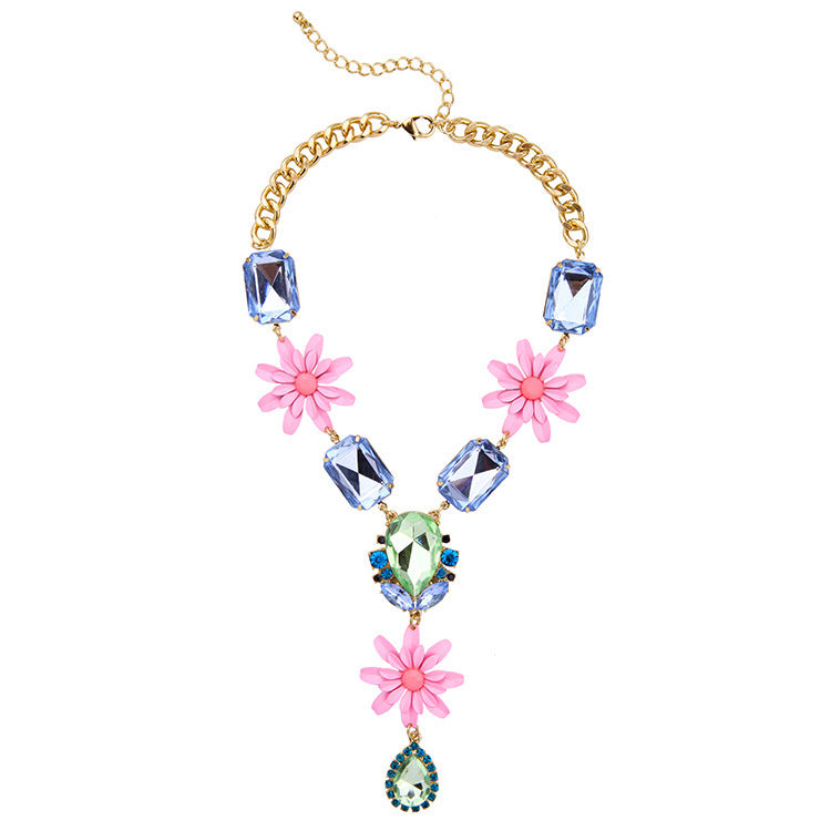 Wholesale Alloy Crystal Flower Necklace